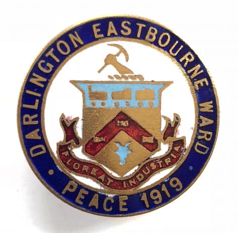 Darlington Eastbourne Ward commemoration of peace 1919 badge