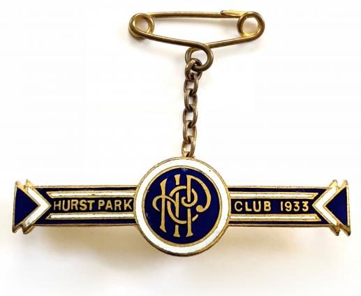 1933 Hurst Park Racecourse horse racing club badge