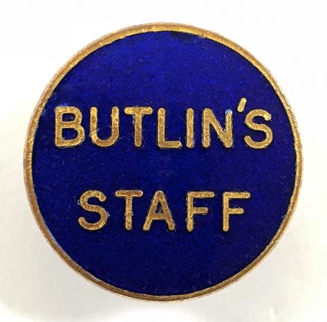 Butlins holiday camp blue round numbered STAFF badge