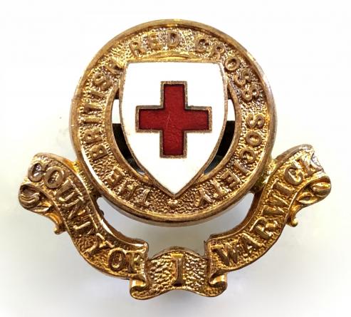 WW1 British Red Cross Society County of Warwick cap badge