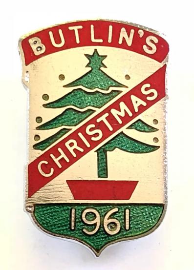 Butlins Xmas 1961 Holiday Camp festive Christmas tree badge