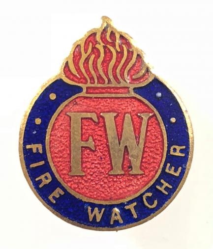 WW2 Fire Watcher civilian volunteer home front lady war worker pin badge
