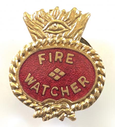 WW2 Fire Watcher civilian volunteer war worker home front badge