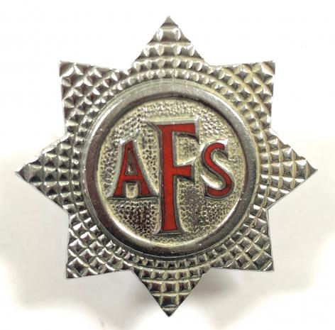 WW2 Auxiliary Fire Service AFS firemans cap badge by Wlliam White