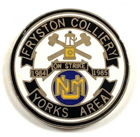 National Union of Miners NUM Fryston Colliery 1984 on strike badge