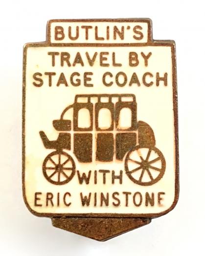 Butlins travel by stage coach with Eric Winstone special promotional badge