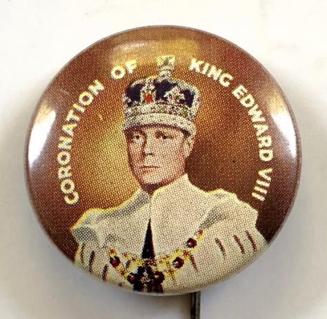 Edward VIII 1937 Coronation photographic celluloid tin button badge Dia 22mm.
