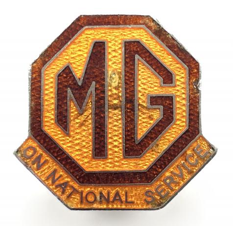 MG Car Company On National Service war worker numbered badge