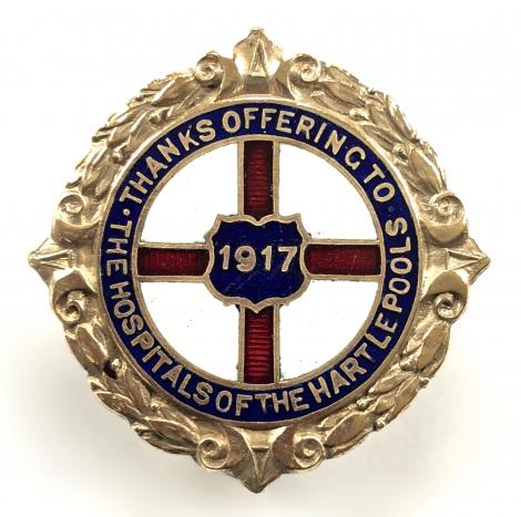 Thanks offering to the Hospitals of the Hartlepools 1917 tribute badge