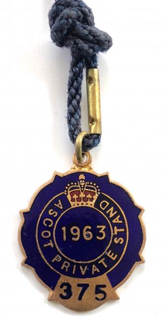 1963 Ascot Private Stand horse racing membership badge