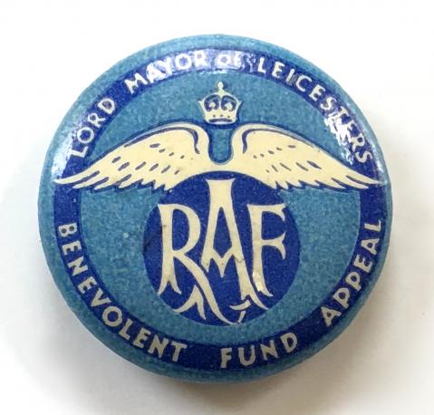 Lord Mayor of Leicester RAF Benevolent Fund Appeal tin button badge