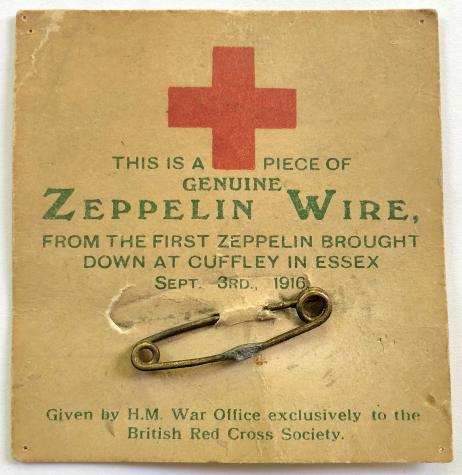 British Red Cross 1916 Zeppelin wire card backing sold to raise funds for the war effort