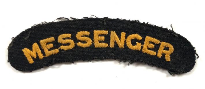 Civil Defence Messenger shoulder title cloth uniform badge circa post 1941