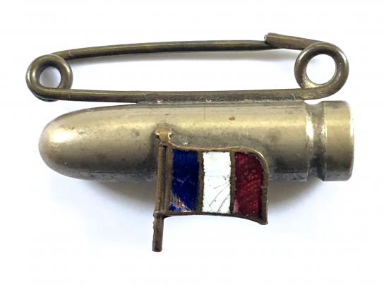 WW1 French Flag flying bullet trench art souvenir badge