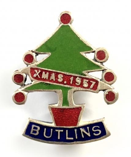 Butlins Xmas 1957 holiday camp festive tree badge