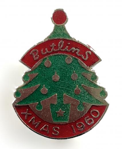 Butlins Xmas 1960 holiday camp festive Christmas tree badge