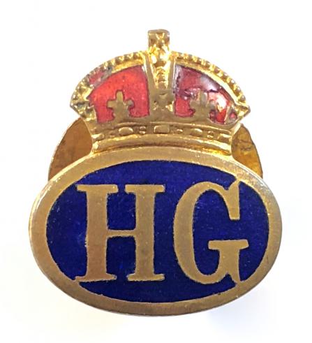 WW2 Home Guard HG gilt and enamel lapel badge