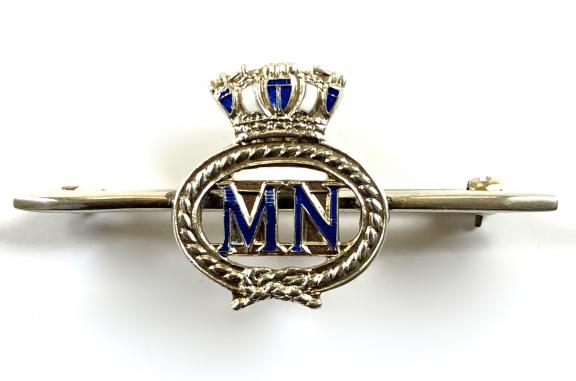 WW2 Merchant Navy silver and enamel pin bar badge