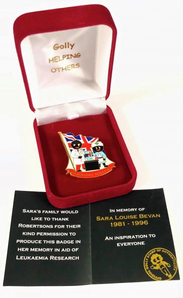 Saras Badge 2002 Robertsons approved Golly Leukaemia Research badge
