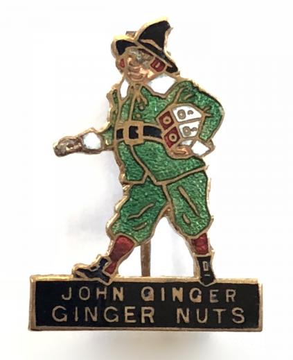 Huntley & Palmers John Ginger Nuts Biscuits character man advertising pin badge