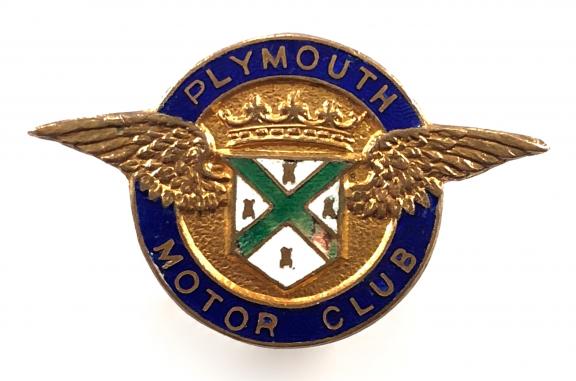 Plymouth Motor Club membership badge Birmingham Medal Co