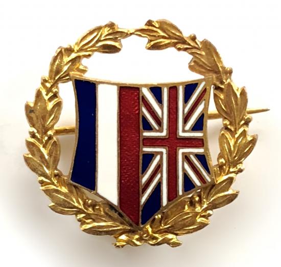 WW1 France and Britian allied flags pin badge