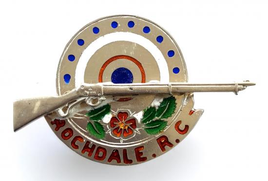 Rochdale Rifle Club 1914 silver membership numbered badge