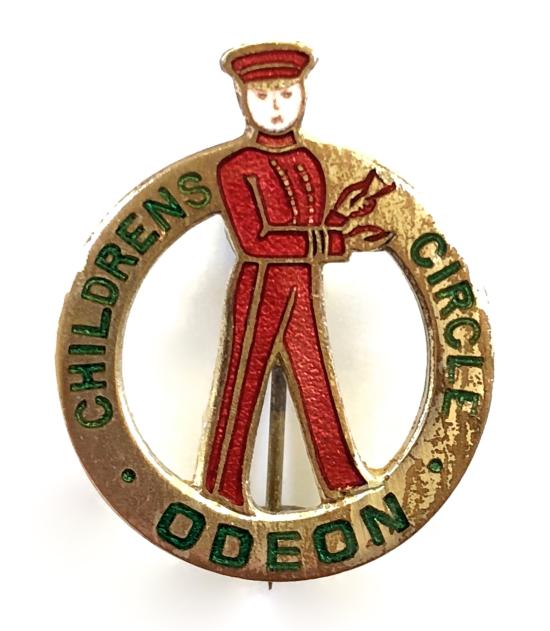 Odeon Cinema Childrens Circle figural pageboy advertising badge