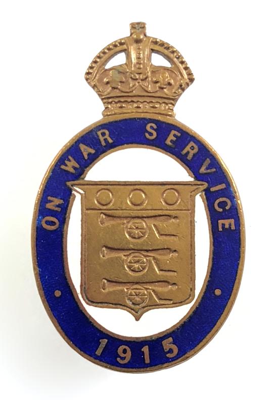 WW1 On War Service 1915 munition workers enamel badge J.R.GAUNT LONDON