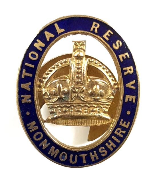 WW1 National Reserve Monmouthshire home front numbered badge Wales
