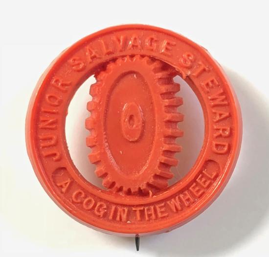 WW2 Junior Salvage Steward cog In the wheel plastic economy badge