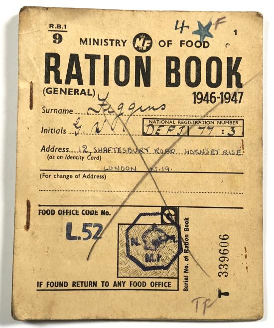 Ministry of Food 1946 1947 Ration Book Hornsey Rise London