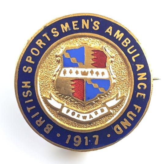 WW1 British Sportsmen's Ambulance Fund 1917 badge Birmingham branch