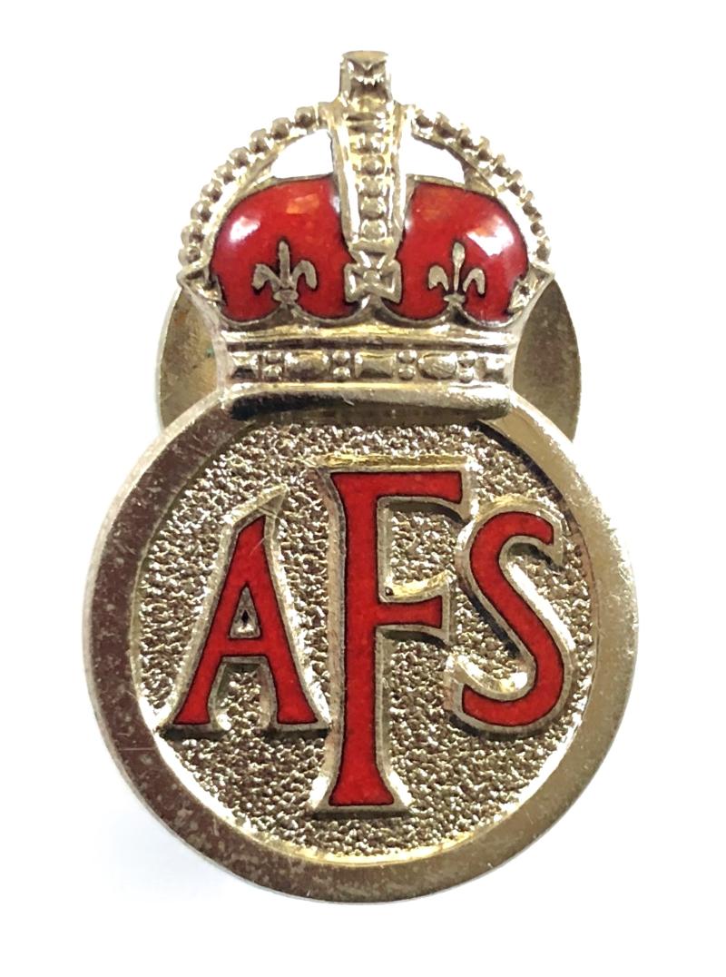 WW2 Auxiliary Fire Service AFS officially numbered lapel badge H.W.Miller