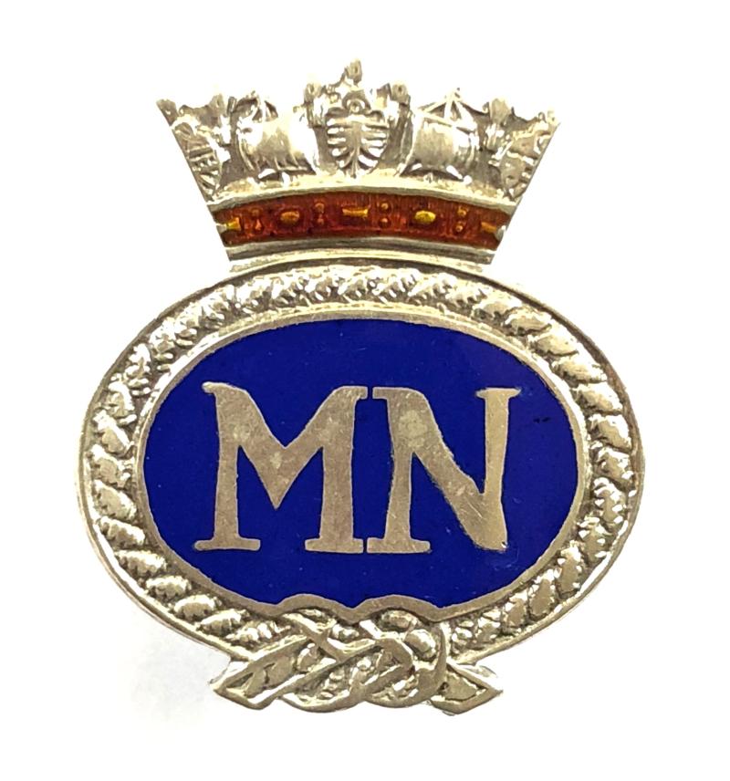 WW2 Merchant Navy silver and enamel pin badge