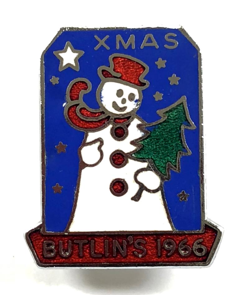 Butlins Xmas 1966 festive snowman badge
