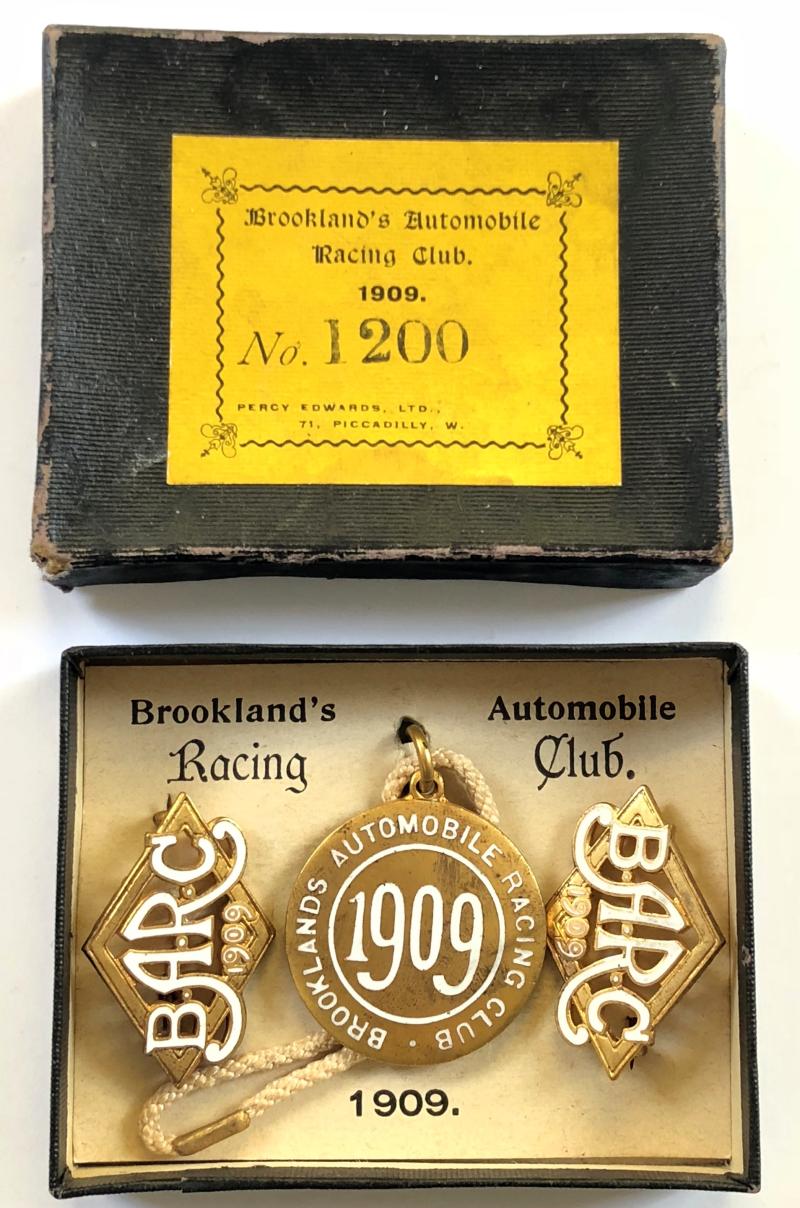 Brooklands Automobile Racing Club BARC 1909 rare set of cased badges