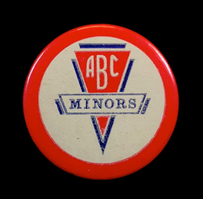 ABC Minors Saturday cinema club for children tin button badge