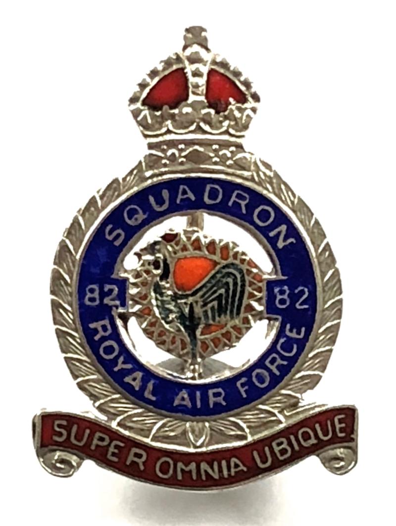 RAF No 82 Squadron Royal Air Force silver badge c1940s