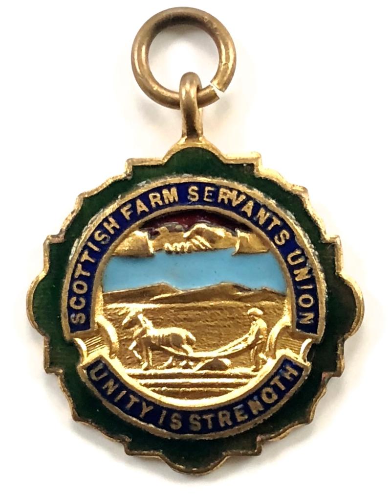 Scottish Farm Servants Union Ploughmans Section fob badge c.1912 to 1933