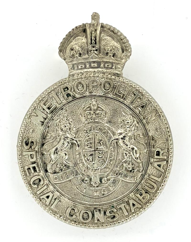Metropolitan Special Constabulary police white metal cap badge c.1927