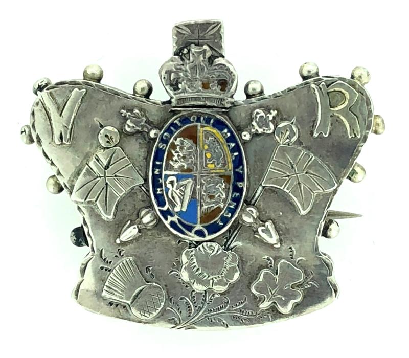 Queen Victoria 1887 Jubilee commemorative silver souvenir badge