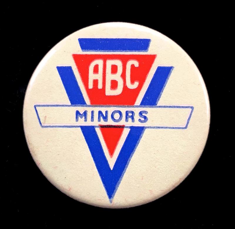 ABC Minors Saturday cinema club for children tin button badge