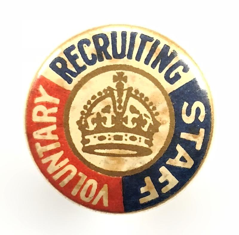 WW1 Voluntary Recruiting Staff tin button badge