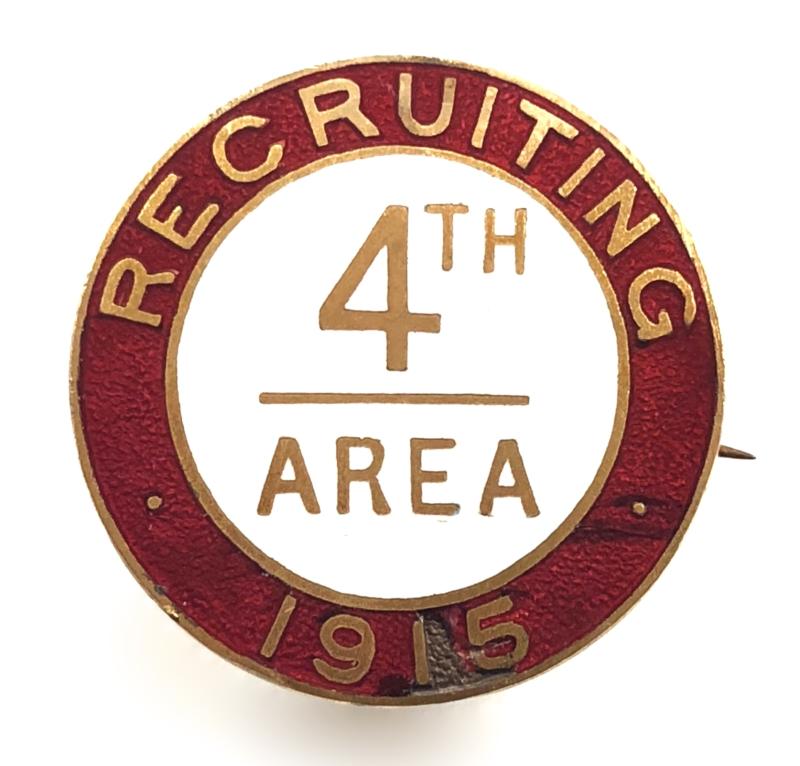 1915 Recruiting Staff 4th Area badge Lancaster