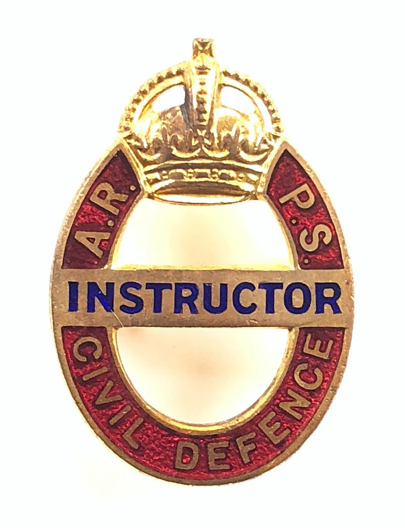 WW2 Air Raid Precaution School ARPS Civil Defence Instructor pin badge