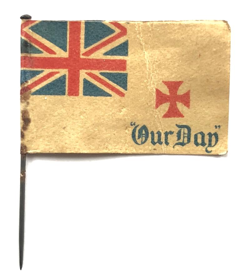 WW1 Royal Navy OUR DAY fundraising paper flag badge