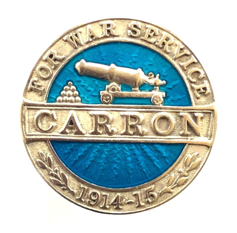 WW1 Carron Company 1914 -15 munition maker on war service silver badge