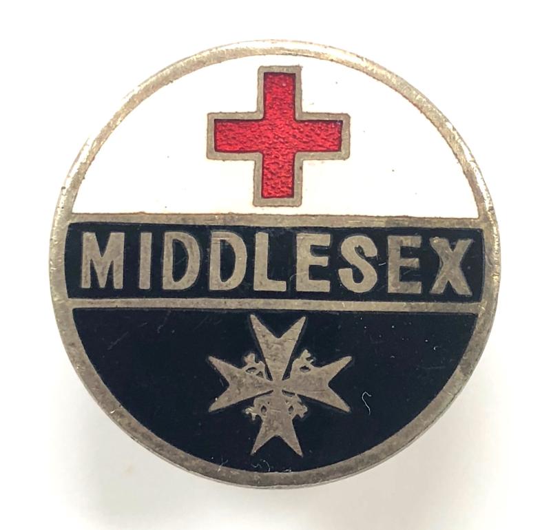 WW1 British Red Cross & Order of St John Middlesex war service badge