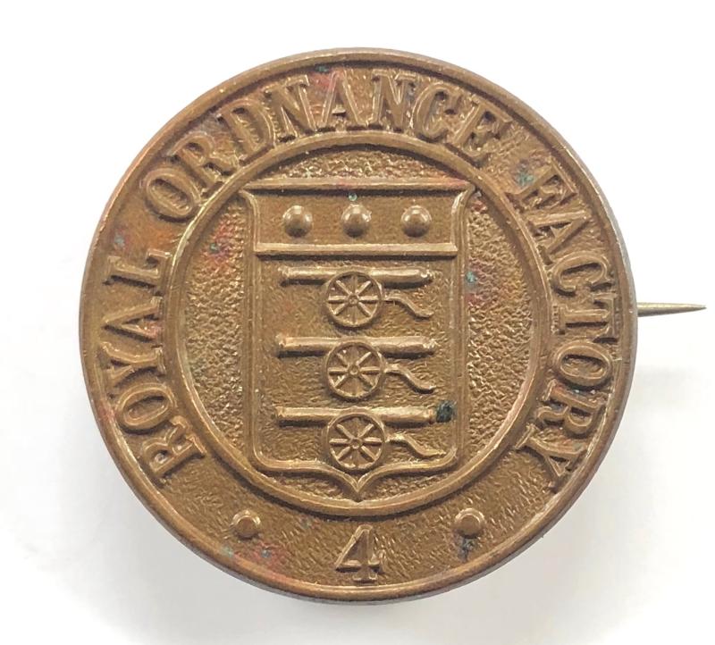 WW2 Royal Ordnance Factory 4 munition workers pin badge